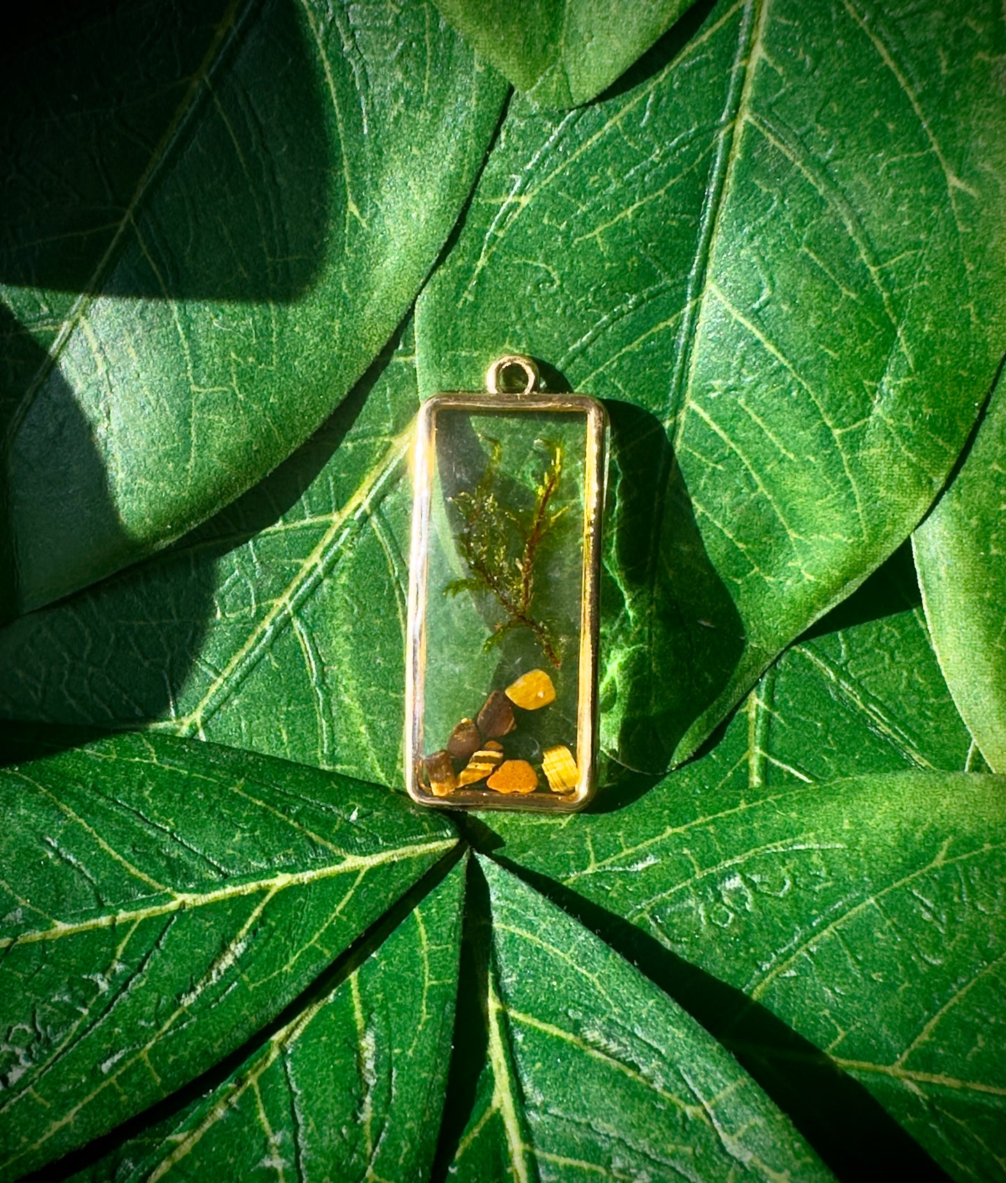 Tigers Eye and Moss Necklace Pendant