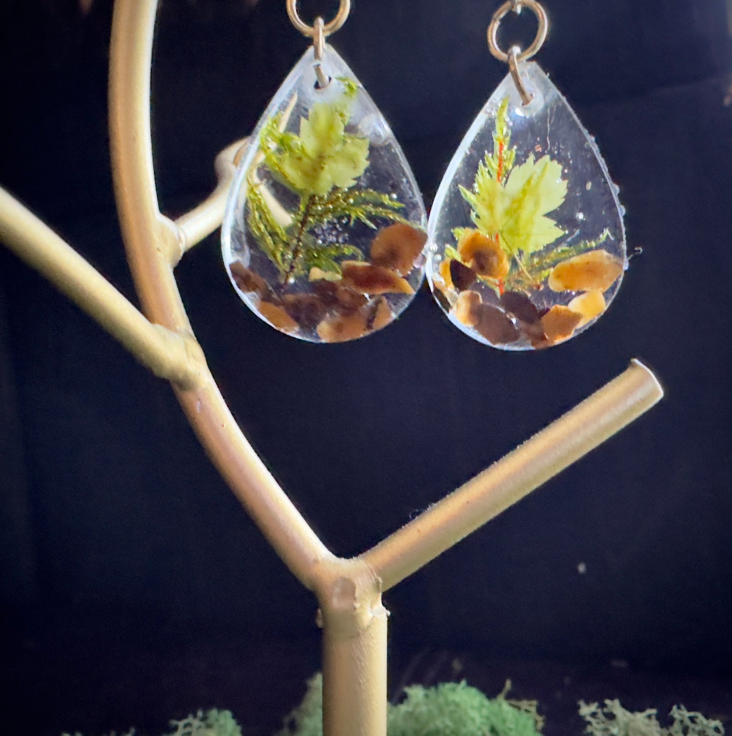 Maple Moss Tigers eye Earrings