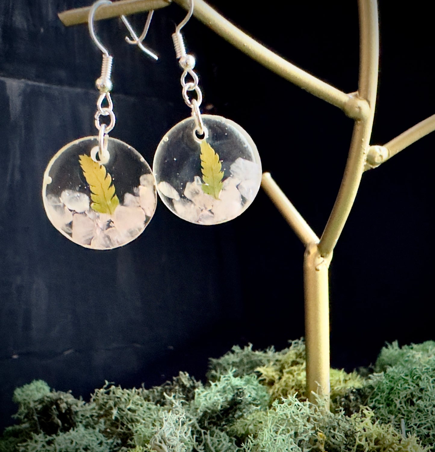 Rose Quarts Fern Earrings
