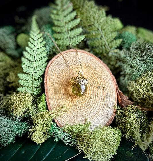 Moss Acorn Necklace