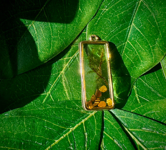Tigers Eye and Moss Necklace Pendant