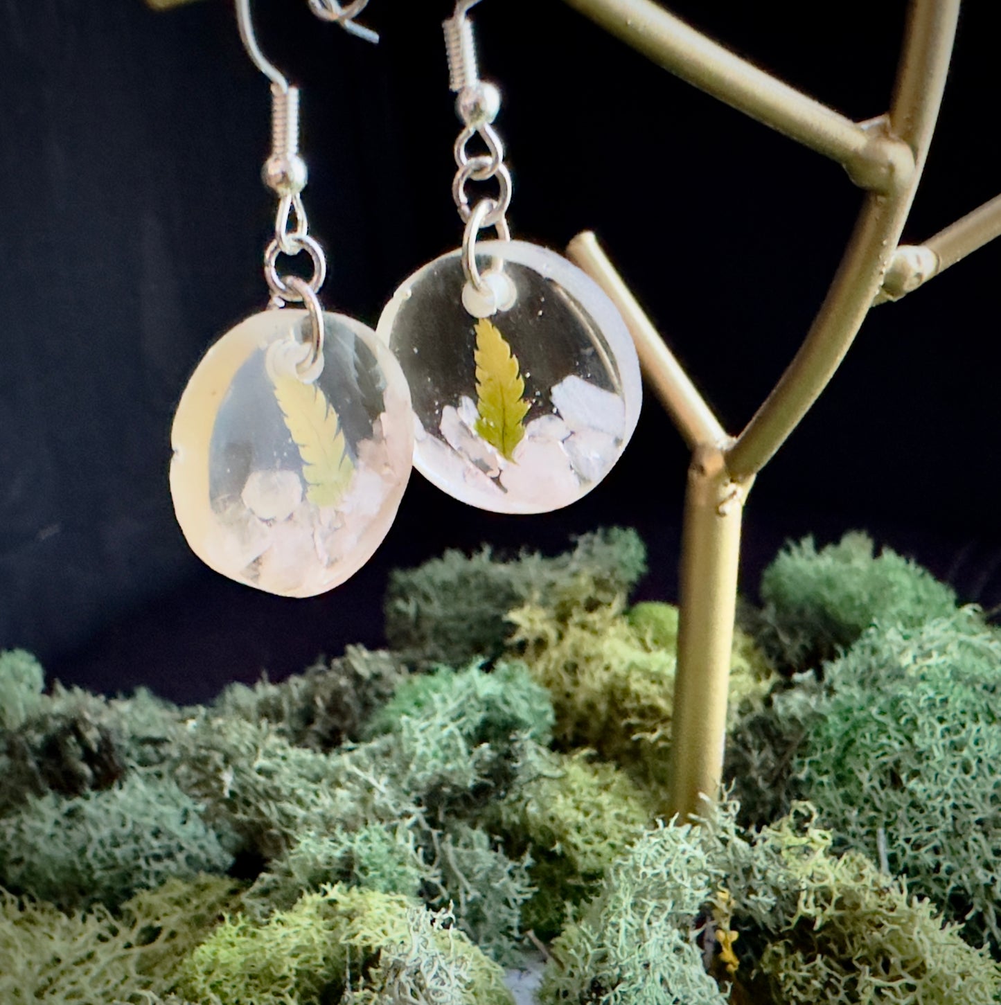 Rose Quarts Fern Earrings