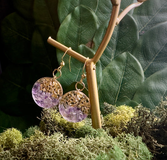 Amethyst Gold beaded earrings